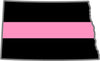 5" North Dakota ND Thin Pink Line Black State Shape Sticker