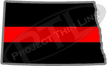 5" North Dakota ND Thin Red Line State Sticker Decal
