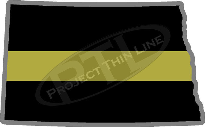 5" North Dakota ND Thin Gold Line State Sticker Decal
