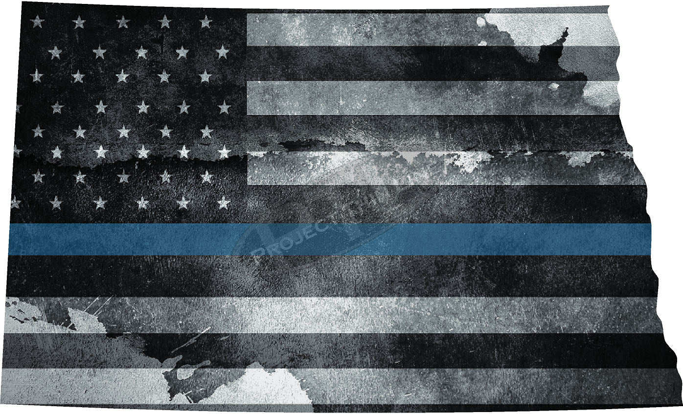 5" North Dakota ND Tattered Thin Blue Line State Sticker Decal