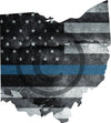5" Ohio OH Tattered Thin Blue Line State Sticker Decal