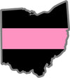 5" Ohio OH Thin Pink Line Black State Shape Sticker