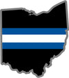 5" Ohio OH Thin Blue White Line Black State Shape Sticker