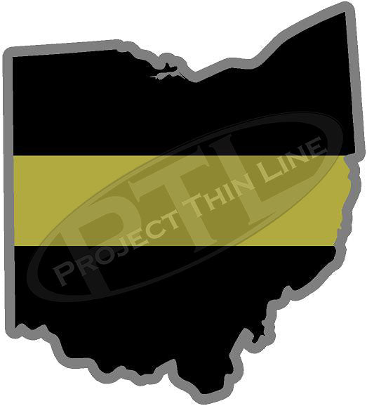 5" Ohio OH Thin Gold Line State Sticker Decal