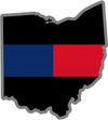5" Ohio OH Thin Blue / Red Line Black State Shape Sticker