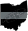 5" Ohio OH Thin Silver Line Black State Shape Sticker
