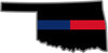 5" Oklahoma OK Thin Blue / Red Line Black State Shape Sticker
