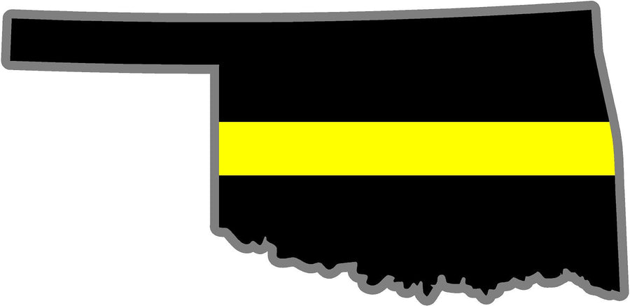 5" Oklahoma OK Thin Yellow Line Black State Shape Sticker