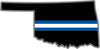5" Oklahoma OK Thin Blue White Line Black State Shape Sticker