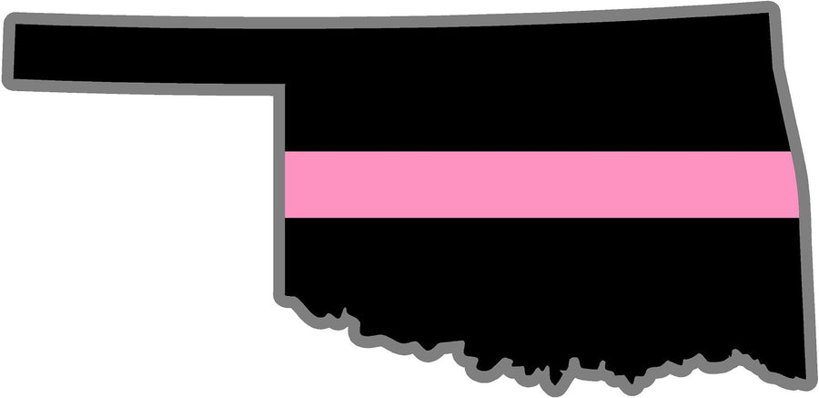 5" Oklahoma OK Thin Pink Line Black State Shape Sticker