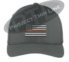Dark Grey Embroidered Thin ORANGE Line American Flag Flex Fit Fitted Baseball Hat