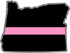 5" Oregon OR Thin Pink Line Black State Shape Sticker