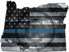 5" Oregon OR Tattered Thin Blue Line State Sticker Decal