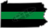 5" Pennsylvania PA Thin Green Line Black State Shape Sticker