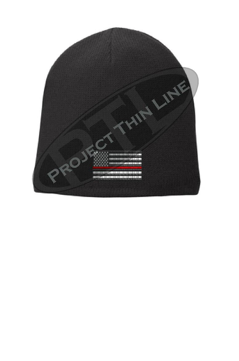 Thin RED Line Amercian Flag FLEECE LINED Skull Cap