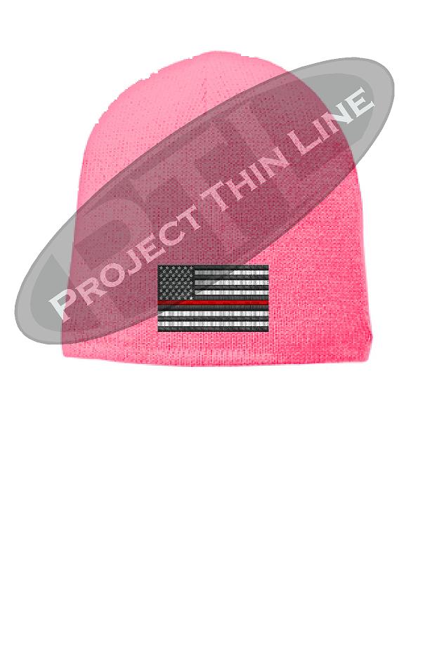 Thin RED Line Amercian Flag FLEECE LINED Skull Cap
