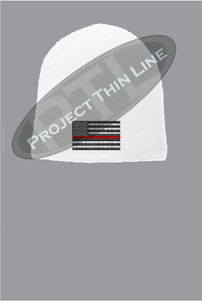 Thin RED Line Amercian Flag FLEECE LINED Skull Cap