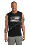 Thin RED Line Tattered Horizontal Flag Performance Tank Top