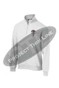 White 1/4 Zip Fleece Sweatshirt Embroidered Thin RED Line Punisher Skull inlayed with American Flag