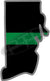5" Rhode Island RI Thin Green Line Black State Shape Sticker