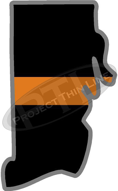5" Rhode Island RI Thin Orange Line Black State Shape Sticker
