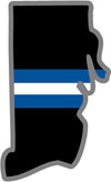 5" Rhode Island RI Thin Blue White Line Black State Shape Sticker