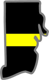 5" Rhode Island RI Thin Yellow Line Black State Shape Sticker