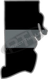 5" Rhode Island RI Thin Silver Line Black State Shape Sticker