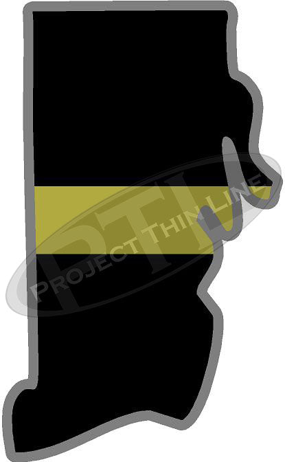 5" Rhode Island RI Thin Gold Line State Sticker Decal