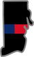 5" Rhode Island RI Thin Blue / Red Line Black State Shape Sticker