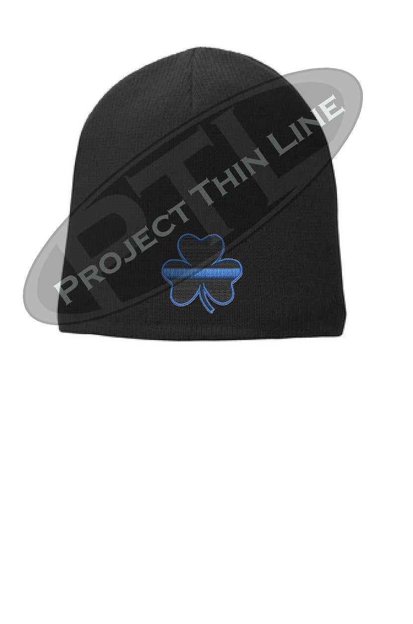 BLUE Line Shamrock Skull Cap