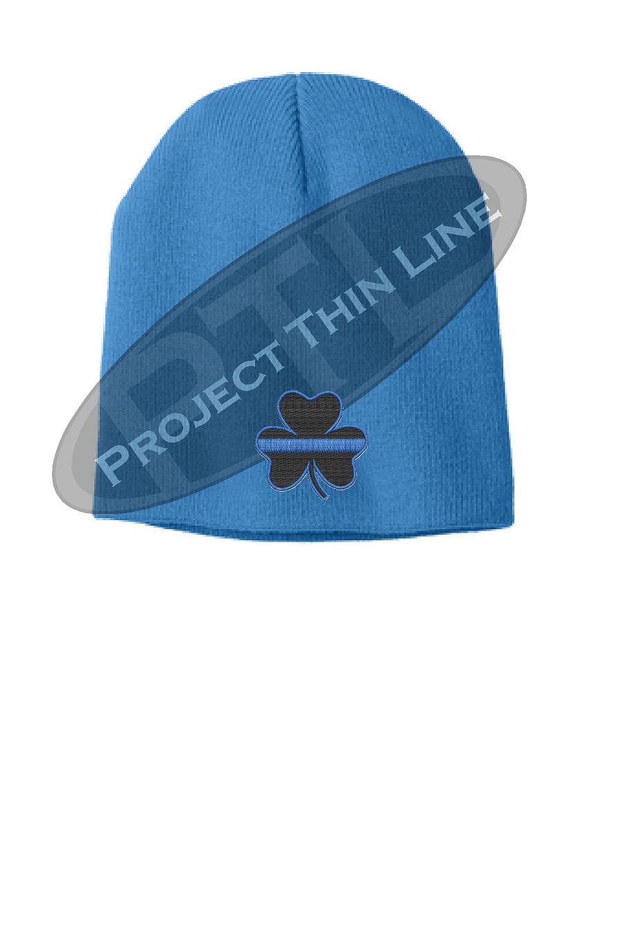BLUE Line Shamrock Skull Cap