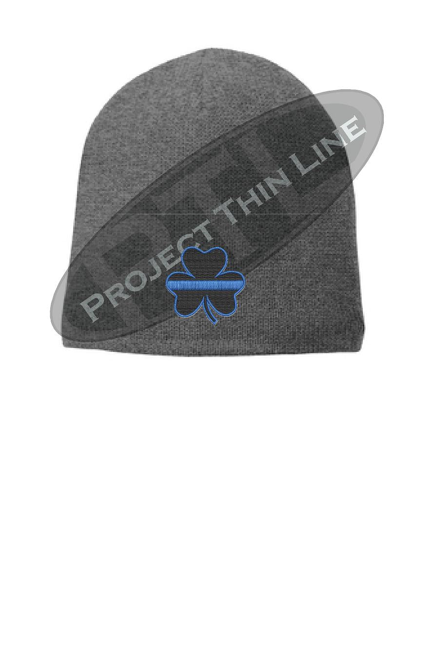 BLUE Line Shamrock Skull Cap