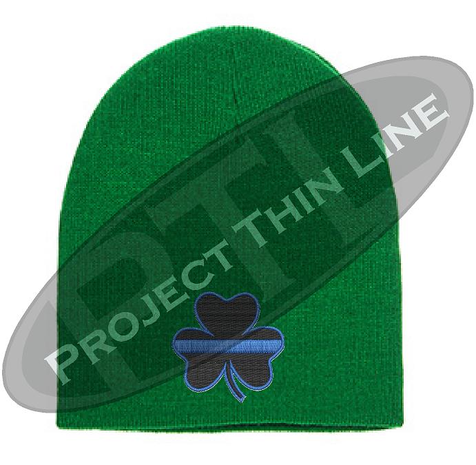 BLUE Line Shamrock Skull Cap