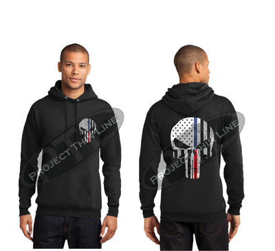 Black Hoodie with Blue / Red Line Punisher Skull