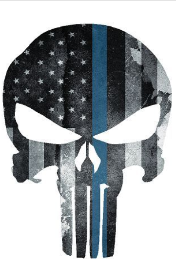 5" Skull Punisher Thin Blue Line Shape Sticker Decal