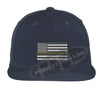Navy Embroidered Thin GOLD American Flag Flat Bill Snapback Cap
