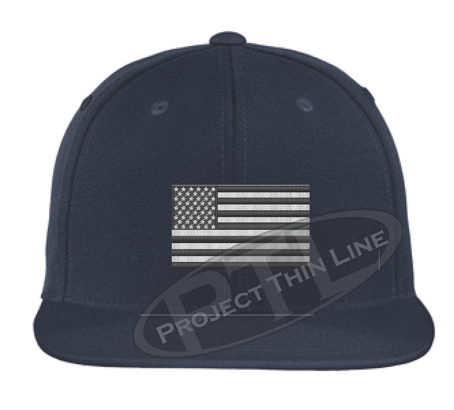 Embroidered Thin Subdued / Tactical American Flag Flat Bill Snapback Cap