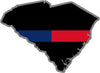 5" South Carolina SC Thin Blue / Red Line Black State Shape Sticker