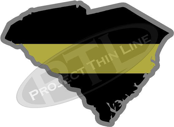 5" South Carolina SC Thin Gold Line State Sticker Decal