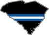 5" South Carolina SC Thin Blue White Line Black State Shape Sticker