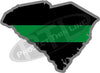 5" South Carolina SC Thin Green Line Black State Shape Sticker