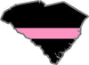 5" South Carolina SC Thin Pink Line Black State Shape Sticker
