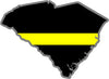 5" South Carolina SC Thin Yellow Line Black State Shape Sticker