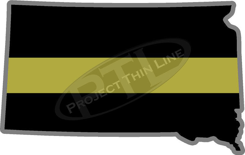 5" South Dakota SD Thin Gold Line State Sticker Decal