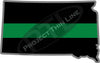 5" South Dakota SD Thin Green Line Black State Shape Sticker