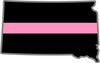 5" South Dakota SD Thin Pink Line Black State Shape Sticker