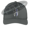 Dark Grey Flex Fit Hat Spartan Helmet with Thin Blue Line