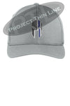 Light Grey Flex Fit Hat Spartan Helmet with Thin Blue Line