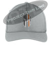 Light Grey  Thin ORANGE Line Spartan inlayed with the American Flag Flex Fit Fitted TRUCKER Hat